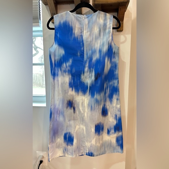 NWT Carolina Herrera Sleeveless Shift Dress Blue Abstract Size 4 - Picture 6 of 11
